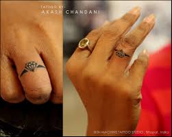 Queen and king of hearts tattoos. Cutest Diamond Ring Tattoo By Akash Chandani Pretty Awesome And Detailed Work Design Concept Wedding Band Tattoo Tattoo Wedding Rings Ring Tattoo Designs