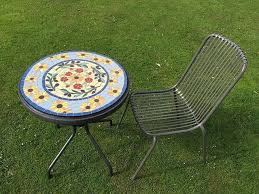 Mediterranean Mosaic Bistro Table For Inside Or Out Garden Patio Furniture Homedecor Sunflowers Olive Mosaic Patio Table Mosaic Furniture Furniture