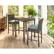 ( 0.0 ) out of 5 stars current price $269.99 $ 269. Hampton Bay Fenton 3 Piece Wicker Outdoor Patio High Bar Bistro Set With Peacock Java Cushion D9131 Bistro The Home Depot