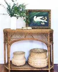 Vintage Wicker Rattan Console Vintage Wicker Modern Vintage Wicker
