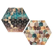 Forex bild wandhalterung selber machen. Hexagon Bild Forex 2 Teilig Elisabeth Fredriksson Turkise Geometrie Goldenes Art Deco Set