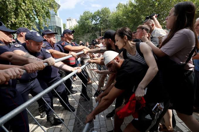 Albanian police used water cannon and tear gas to disperse protesters in  Tirana, in one of the most tense confrontations since rallies over coastal  development projects linked to Jared Kushner began a