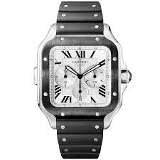 Site oficial da prefeitura municipal de santos. Cartier Santos De Cartier Xl Chronograph Rubber Leather Strap Watch
