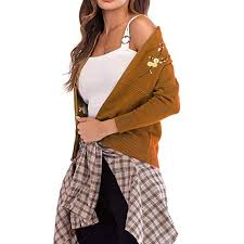 See more ideas about embroidery, knitting, sewing. Buy Hhei K Women S Embroidery Long Sleeve Zipper Overcoat Jackets Slim Knitted Sweater Outwear Coat Medium Khaki At Amazon In