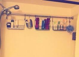 Shower Caddy From A Tension Shower Rod Shower Curtain Rods Bathroom Organization Organization