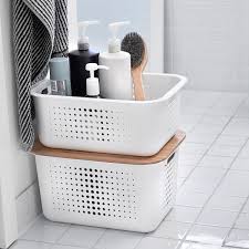 From finishing salt to coffee beans, these containers are modern, neutral and too nice to hide away in the cabinet! White Nordic Storage Baskets With Handles Bathroom Basket Storage Storage Baskets Small Bathroom Organization