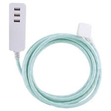 Cordinate 10 Ft 0 Outlet 3 Usb Charging Ports 3 4 Amp Decor Extension Cord With Surge Protection Mint White 37921 The Home Depot Extension Cord Usb Surge Protection