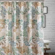 Browse our stunning collection of curtains and blinds to frame your windows with quality and style. New Avanti Seaside Aqua Coral Tan Fabric Shower Curtain Shower Curtains Shower Bathtub Accessories