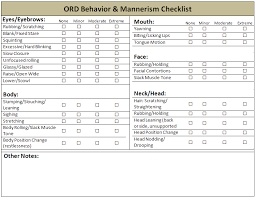 Chart The Ord Behavior Mannerism Checklist Download
