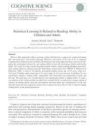 Pdf Statistical Learning Is Related To Reading Ability In Children And Adults