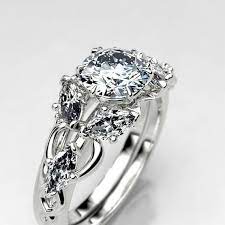 Elvish Wedding Ring Set Elven Fantasy Engagement Ring For Her Art Nouveau Nerdy Geek Engagement Ring Viking Claw Ring Wedding Ring Sets Geek Engagement Rings Engagement Ring For Her