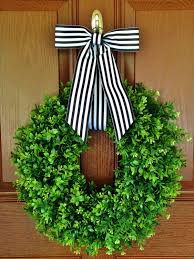 Black And White Striped Ribbon Wreath Black And White Boxwood Wreath Striped Boxwood Wreath Black And White Striped Boxwood Wreath House Warming Gift W Boxwood Wreath House Warming Gifts Crafts