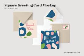 Square Greeting Card Mockup In 2020 Square Greeting Card Stationery Mockup Greeting Cards