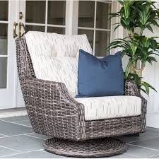 What about having one of these rocking chairs? Low Profile Design And Versatility Define This Largo High Back Swivel Rocking Chair With Cushion John C Swivel Rocking Chair Patio Rocking Chairs Rocking Chair