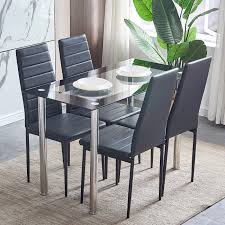 Maybe you would like to learn more about one of these? Buy 4homart Dining Table With Chairs Glass Table Set Modern Tempered Glass Top Table And Pu Leather Chairs With Chairs Dining Room Furniture Clear Glass Chrome Legs Black Chairs Online In Philippines B0849xgy2g