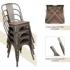 38 ($117.69/count) get it as soon as thu, jul 29. Amazon Com Metal Dining Chairs With Wood Seat Tolix Style Indoor Outdoor Stackable Industrial Chair With Back Set Of 4 For Kitchen Dining Room Bistro And Cafe Gun Chairs