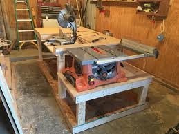 My Table Saw Outfeed Table With Drop Down Chop Saw Planer Station Table Saw Station Table Saw Chop Saw