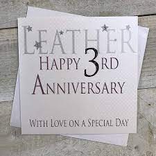  personalised happy 3rd wedding anniversary card. White Cotton Cards Leder Happy 3rd Anniversary With Love Auf Einer Speziellen Day Handgefertigt Karte Amazon De Burobedarf Schreibwaren