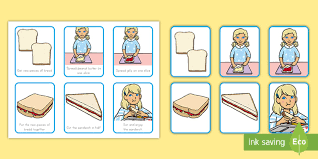 This presentation shows step by step how to make a pb&j sandwich accompanied by pictures. Making Peanut Butter And Jelly Sandwiches Multi Step Sequencing Cards