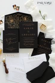 Elegant Golden Roses On Black Paper Wedding Invitation Elegant Moder Classy Wedding Invitations Black Wedding Invitations Classy Colorful Wedding Invitations