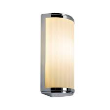 This is a space that will never date! Deco Style Flush Bathroom Wall Light In Chrome Curved Ribbed Glass