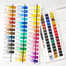 Finished Colour Chart Of My New Windsor Newton 45 Pan Set An Essential Guide To Make To Keep A Record Of Colou Watercolor Pans Color Chart Watercolor Pallet