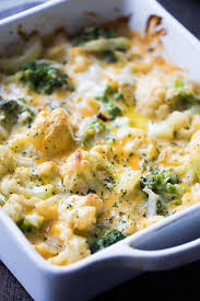 Line 2 cookie sheets with sides with foil; Garlicky And Cheesy Cauliflower Broccoli Bake Diethood