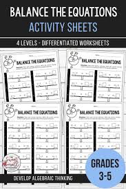 Balancing Equations Equivalent Number Sentence Activities Sentence Activities Math Resources Elementary Math