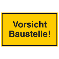 Zu verkaufen, gegen einen kleinen obolus, sind zwei schildständer, eine stange und ein. Hinweisschild Zur Baustellenkennzeichnung Vorsicht Baustelle