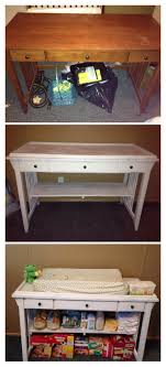 Making A Desk Into Changing Table Desk To Changing Table Repurposed Desk Basement Furniture Changing Table