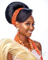 Today S Bnbridalbeauty Has Coral Written All Over It Bellanaija Weddings Traditional Hairstyle Natural Hair Bride Bridal Hair And Makeup