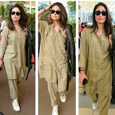 Kareena Kapoor Khan Rocks A Pathani Suit With Leather Jacket Sneakers And Proves That She Is An Ultimate Fashion Icon Hungryboo Silk Kurti Designs Suits And Sneakers Fashion