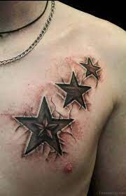 A perfect tattoo for men it consists of one larger and lead star on the shoulder and several others all the way down the arm to the elbow. 52 Gorgeous Stars Tattoos For Chest