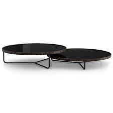 Fashionable sleek living room furniture. Adelphi Nesting Coffee Tables Black Glass Collectic Home