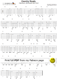 Country Roads Easy Guitar Tab Easy Guitar Tabs Easy Guitar Guitar Tabs