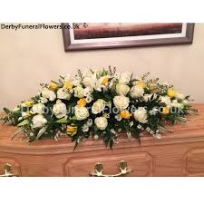 Yellow Cream Roses Casket Spray Double Ended Funeral Flowers Derby