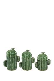 Compact cactus canister set, southwestern ceramic stoneware pottery. Willow Row Large Ceramic Green Cactus Pottery Decorative Jars With Lids Set Of 3 Nordstrom Rack