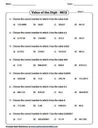 decimal place value worksheets