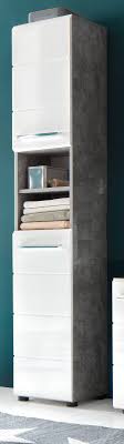Bad Hochschrank Nano Weiss Hochglanz Und Stone Grau