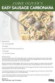 Jamie Oliver S Easy Sausage Carbonara Food Jamie Oliver Recipes Recipes