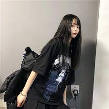 Itgirl Shop Black Grunge Rock Print Oversized T Shirt Comfortable graphic tees, simple sundresses are all part of this style. black grunge rock print oversized t shirt