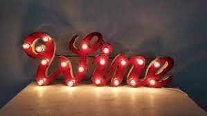 Wine marquee sign all signs are outdoor & indoor. Light Up Red Metal Wine Distressed Vintage Cursive Marquee Sign Wine Signs Marquee Sign Light Up Letters