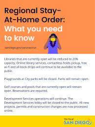 California announces statewide 'stay at home' order to stop coronavirus. City Of San Diego On Twitter Covid19 Update The Regional Stay At Home Order Goes Into Effect At Midnight Tonight Some City Services Will Be Affected Visit Https T Co Zxaldj7obl To Learn More Https T Co Eymccv0rqs