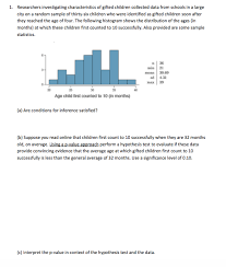 Gifted children can be as different from one another as they are from the rest of society. Researchers Investigating Characteristics Of Gifted Children Collected Data From Schools In A Large City On A Random Sample Of Thirty Six Children Course Hero