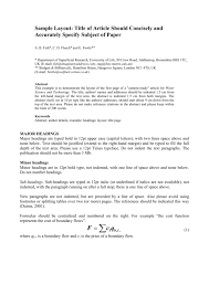 Abstract should be one paragraph [no. Sample Abstract