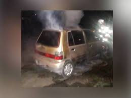 Kereta di mana mangsa ditemui mati di ltak. Wanita Ditemui Rentung Dalam Insiden Kebakaran Kereta