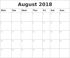 August 2018 Monthly Calendar Desk Calendar Printables Printable Calendar Pdf 2018 Printable Calendar
