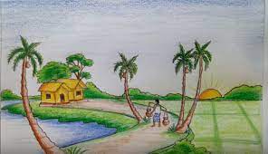 Repeat this procedure with a slightly darker version of the same paint. Draw Winter Sunrise Scenery Steemit