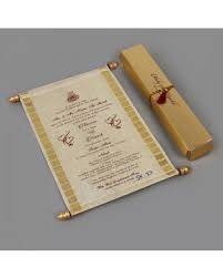 Designer Scroll Wedding Invitation In Golden Wooly Paper With Images Wedding Invitation Design Scroll Wedding Invitations Wedding Invitations