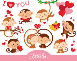 Monkey Love Clipart Valentine Clipart 16095 Etsy Valentine Clipart Clip Art Puppy Clipart